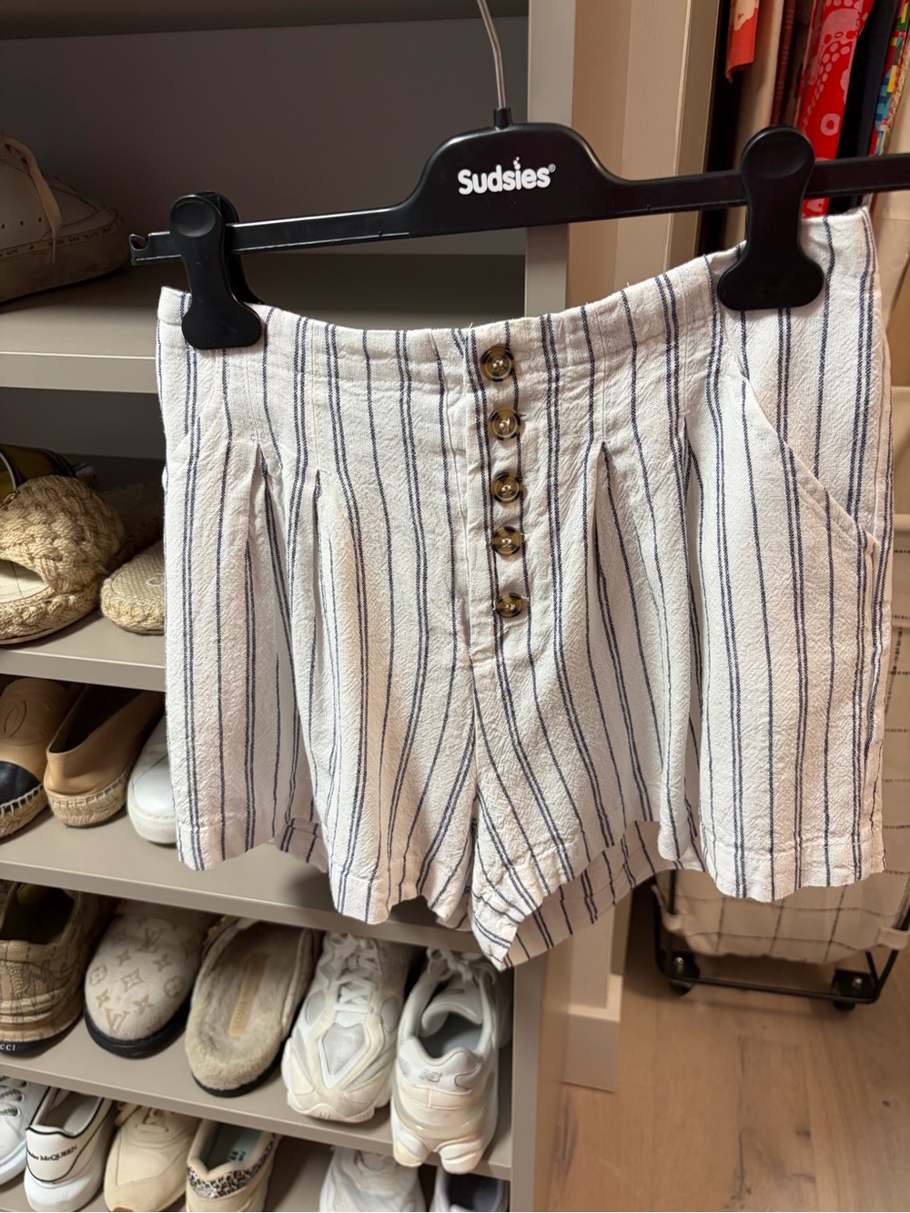 Cotton white striped shorts